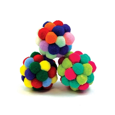 Happy Pet – Jouet pour chat – Balle pompon pour chat – 4,5X4,5X4,5 cm - l'unité (Une balle) - Coloris aléatoire - Caractéristiques
