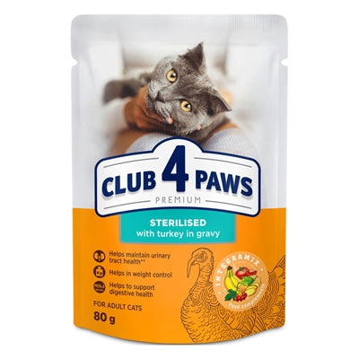 Club 4 Paws - Aliment  humide pour Chat Stérilisé – Émincés à la Dinde en Sauce – 1.92kg - Caractéristiques