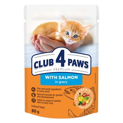 Club 4 Paws – Aliment humide pour chaton – Émincés au Saumon en Sauce – 1.92kg - Caractéristiques