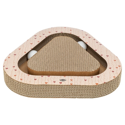 Trixie – Jouet pour chat – Planche à griffer triangulaire avec balles Valentin Abricot – 36x36x5 cm - Caractéristiques