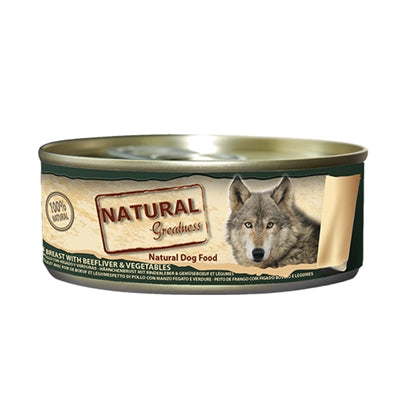 Natural Greatness – Alimentation humide pour chien – Poulet, Foie de bœuf et Légumes – 156 g - Caractéristiques