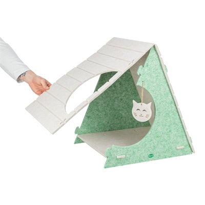 Trixie Kattenmand Speelbox Lucy Driehoekig Vilt Zand / Groen 46X38X50 Cm