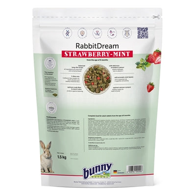 Bunny Nature – Aliment complet pour lapin – Rêve de Lapin Édition Spéciale Fraise et Menthe – 1,5 kg - Caractéristiques