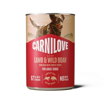 Carnilove – Alimentation humide pour chien Lamb/Wild Boar – Adulte – Agneau et Sanglier – 2.4 kg - Caractéristiques