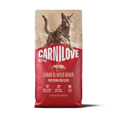 Carnilove – Croquettes pour chat Sterilised – Adulte Stérilisé Lamb/Wild Boar – Agneau et Sanglier - Caractéristiques