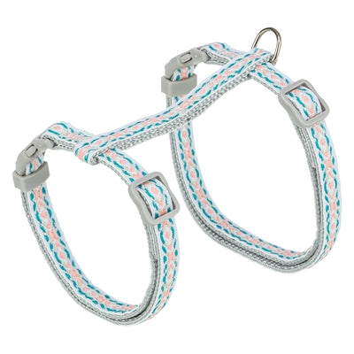 Trixie – Harnais pour chat – Harnais avec laisse motif rétro - gris et bleu – 28-45x1 cm - Caractéristiques