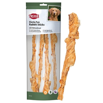 Trixie Denta Fun Rabbit Sticks Met Kippenborst 100 Gr