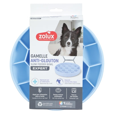 Zolux – Gamelle pour chien – Gamelle anti-glouton en silicone avec ventouses - Bleu - Caractéristiques