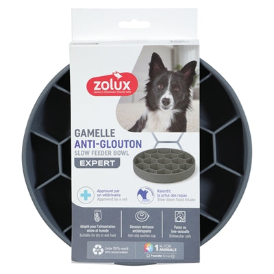 Zolux – Gamelle pour chien – Anti-glouton en silicone avec ventouses - Gris - Caractéristiques