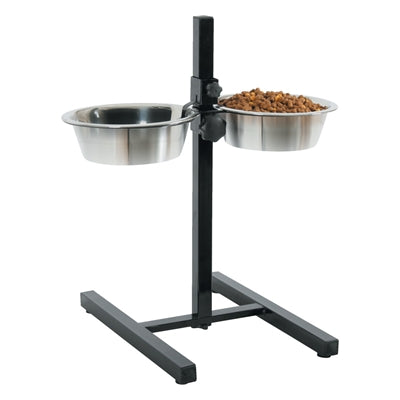 Zolux – Gamelle pour chien – Support réglable en hauteur avec 2 gamelles en inox - Caractéristiques