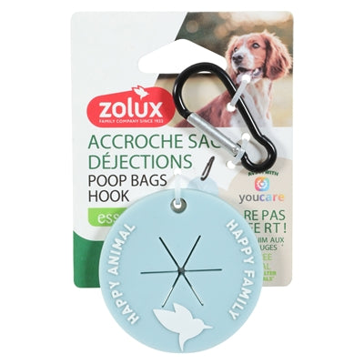 Zolux – Accessoire pour chien – Crochet porte-sacs ramasse-crottes en silicone - Bleu clair – 6 x 6 x 0,5 cm - Caractéristiques