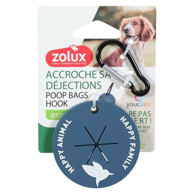 Zolux – Accessoire pour chien – Crochet porte-sacs ramasse-crottes en silicone - Bleu – 6 x 6 x 0,5 cm - Caractéristiques