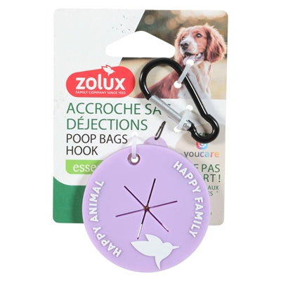 Zolux – Accessoire pour chien – Crochet porte-sacs ramasse-crottes en silicone - Violet – 6 x 6 x 0,5 cm - Caractéristiques