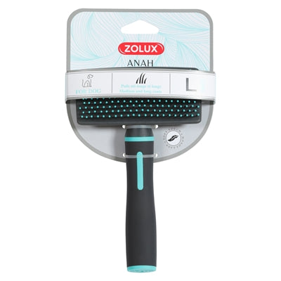 Zolux – Brosse pour chien – Brosse carde douce Anah avec picots protégés - Noir/Bleu - Caractéristiques