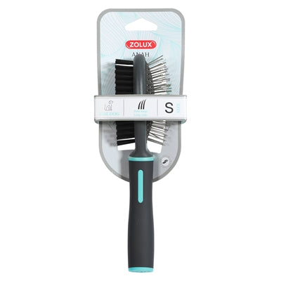 Zolux – Brosse pour chien – Brosse double face Anah - Noir/Bleu - Caractéristiques