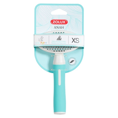 Zolux – Brosse pour chiot – Brosse carde rétractable douce - bleu et blanc – 5,5x9x17 cm - Caractéristiques