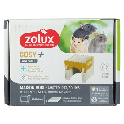 Zolux – Maison en bois pour petit rongeur – Cosy – 17,5x14x15 cm - Caractéristiques