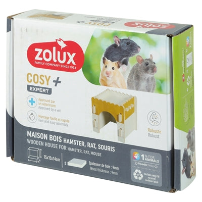 Zolux Knaaghuis Cosy Hamster / Rat / Muis Hout 17,5X14X15 Cm