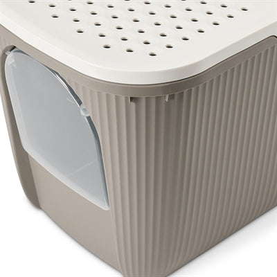 Savic – Maison de toilette pour chat – Maison de toilette à entrée par le haut Ease-In blanc et mocha – 58,5x39x39,5 cm - Caractéristiques