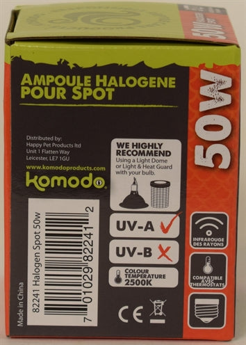 Komodo – Lampe chauffante pour reptile – Halogène Spot E27 – 50 watt - Caractéristiques