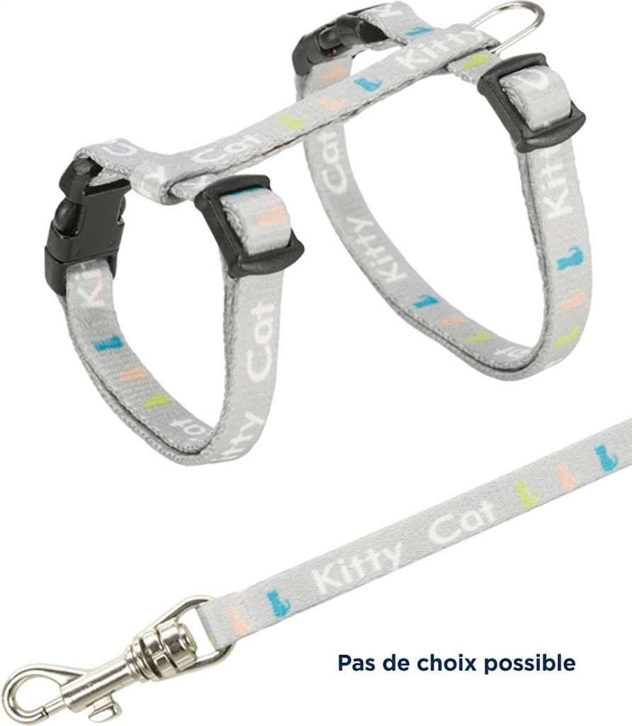 Trixie Junior – Harnais pour chaton avec laisse – Imprimé Kitty Cat – 21-33 x 0,8 cm – l'unité