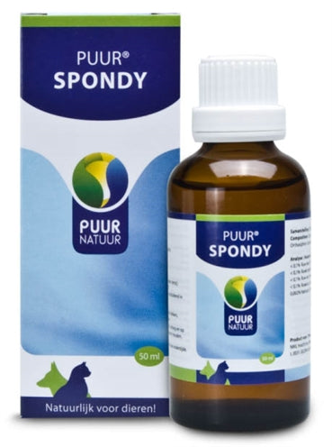 Puur Natuur – Complément alimentaire pour chien, chat et rongeur – Spondy - Soutien de l'arrière train et de la colonne vertébrale – 50 ml - Caractéristiques