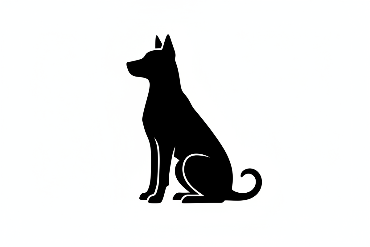 chien noir sur blanc