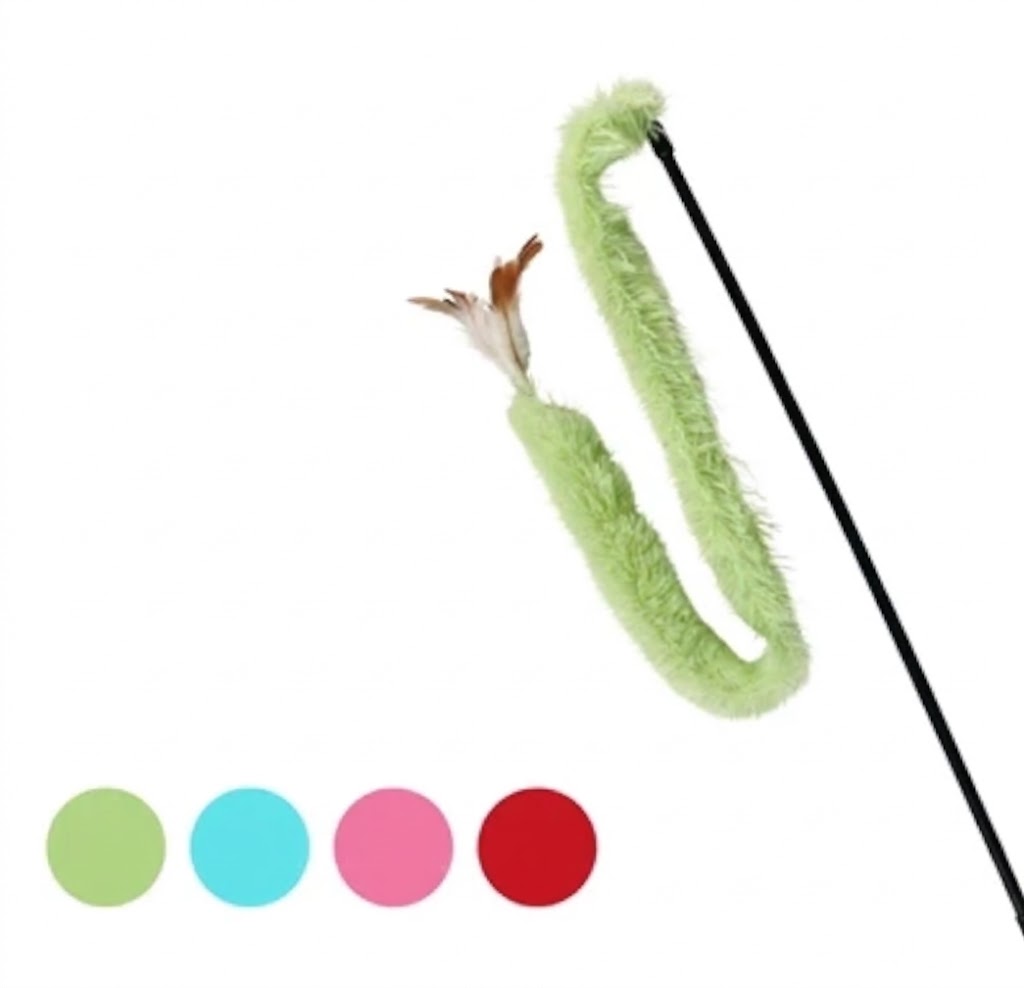 Trixie – Jouet pour chat – Canne à pêche pour chat en peluche et plumes – 48 cm - Coloris aléatoire