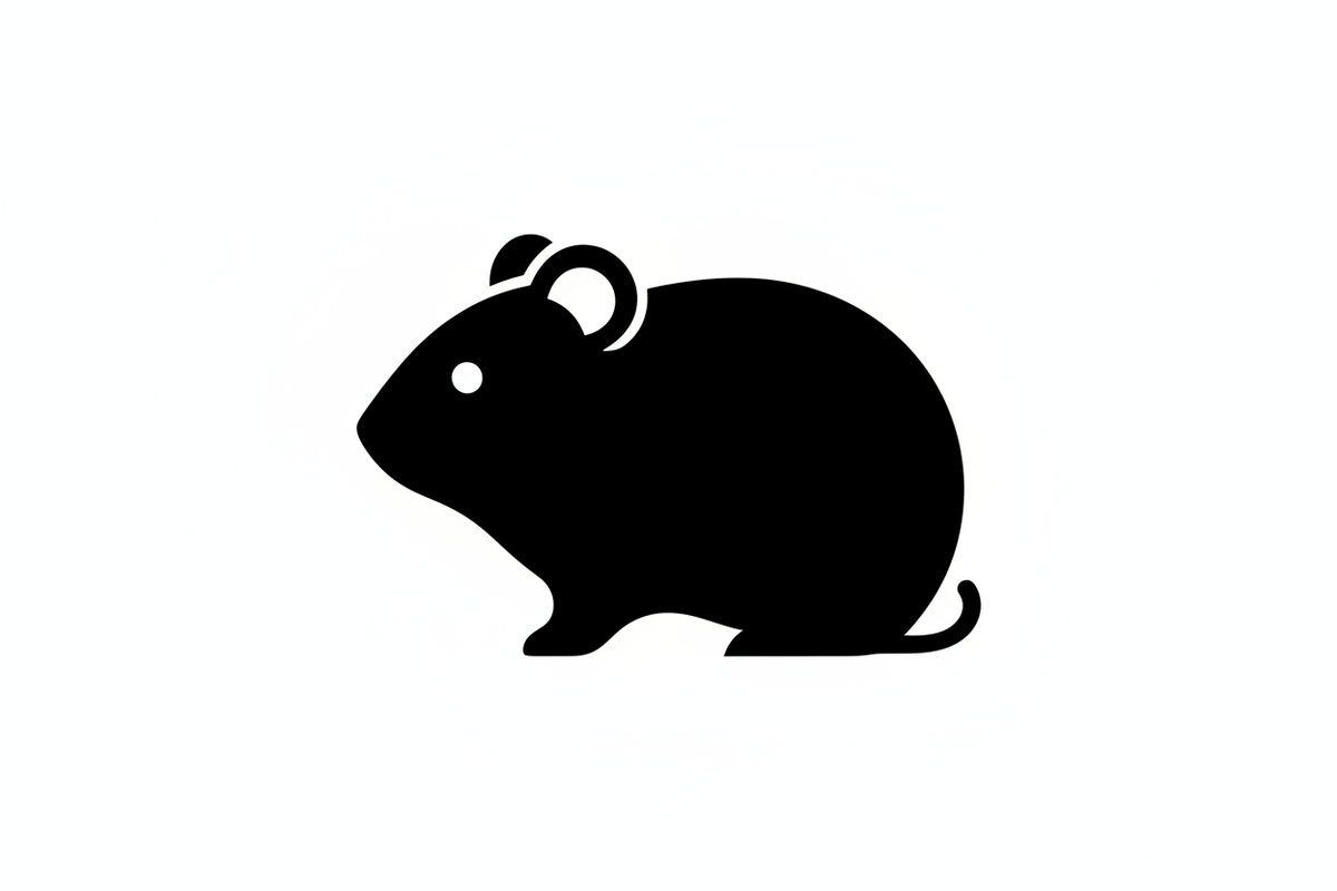 Icone hamster noir de profil sur fond blanc