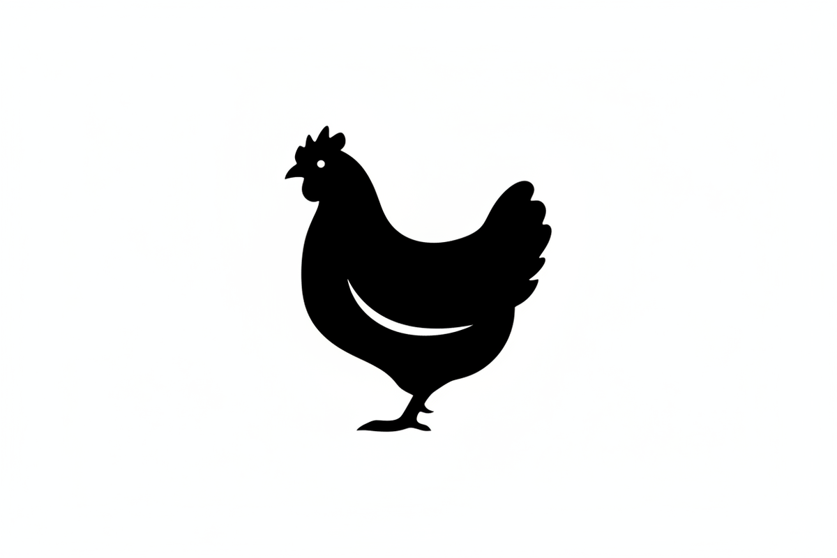 icone poule noir de profil sur fond blanc