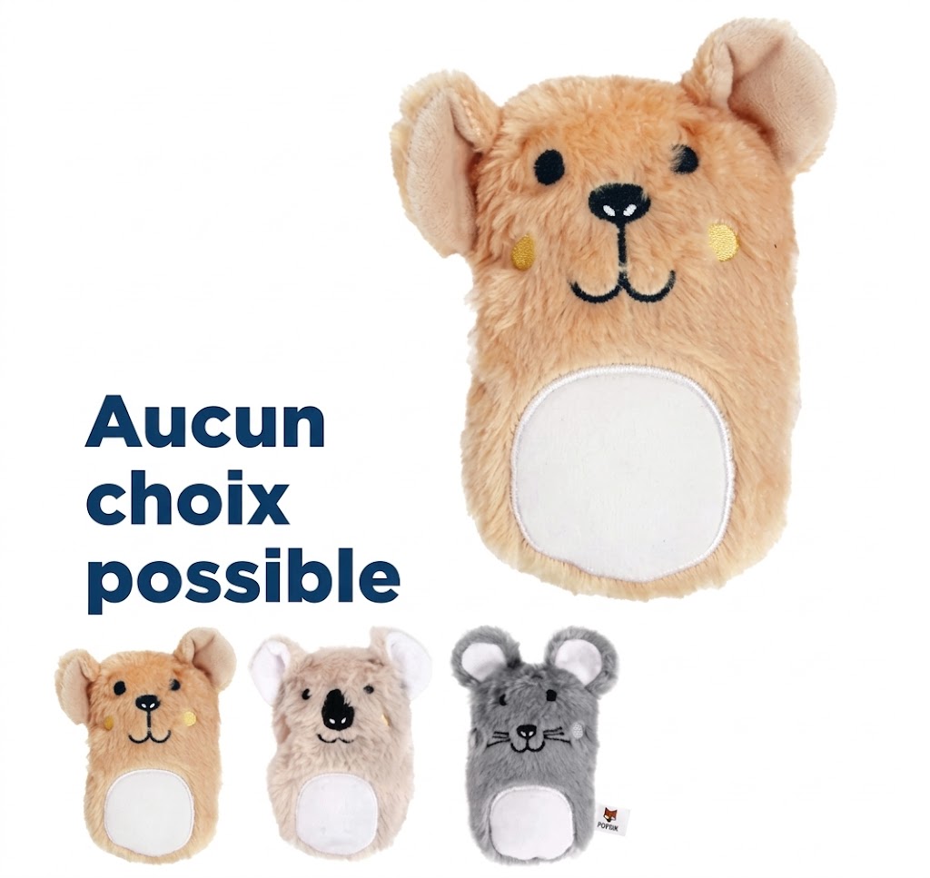 Fofos – Jouet pour chiot – Petit animal en peluche Koala, Hamster ou Souris – 21,5x14 cm -l'unité