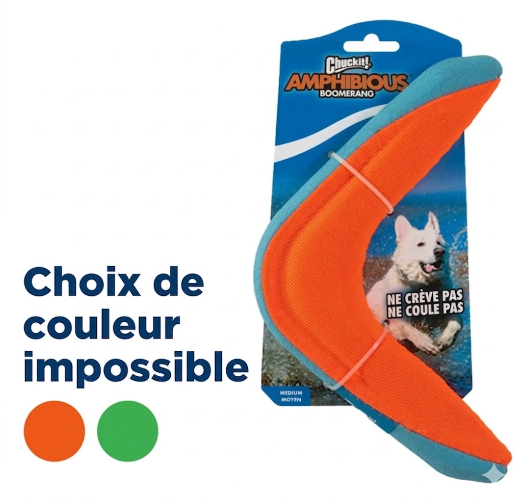 Chuckit – Jouet pour chien – Boomerang amphibie flottant – 25x18x3 cm - l'unité